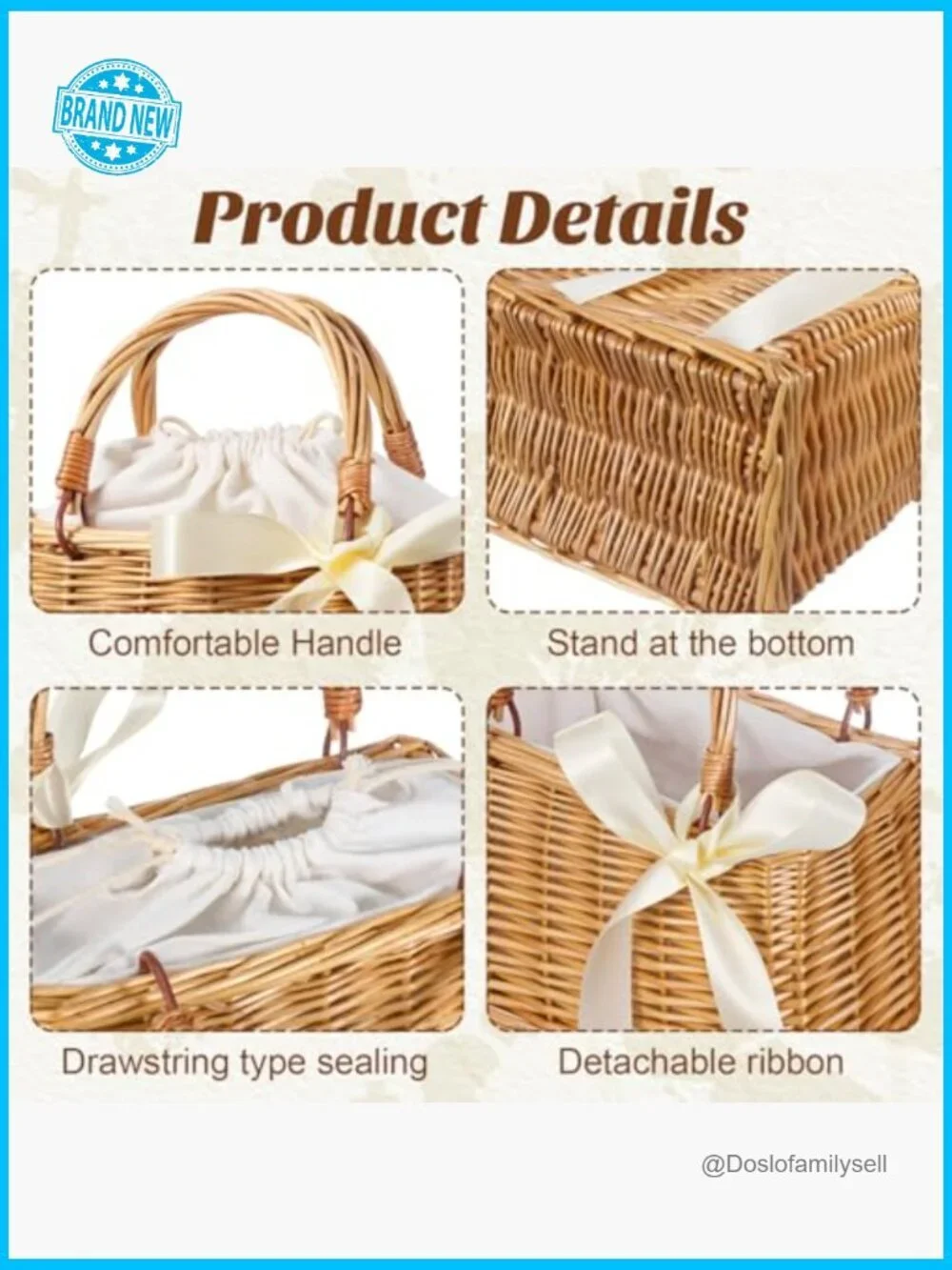 Wicker Handbag Rattan Woven Tote Boho Straw Beach Bag Summer Wedding Clutch